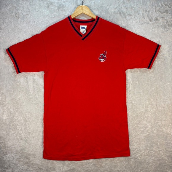 Pro Player Cleveland Indians Chief Wahoo Mens V-Neck MLB T-Shirt Red Size Medium - Picture 3 of 9